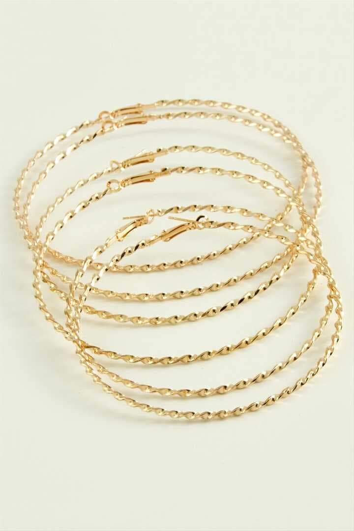 Burgulu Metal Halka Küpe 6 Adet