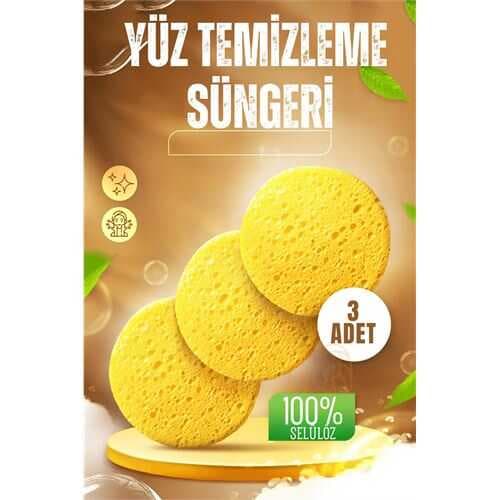 Turk  Makyaj Temizlik Pedi Cilt Temizlik Süngeri Doğal Selülöz 3 ADET
