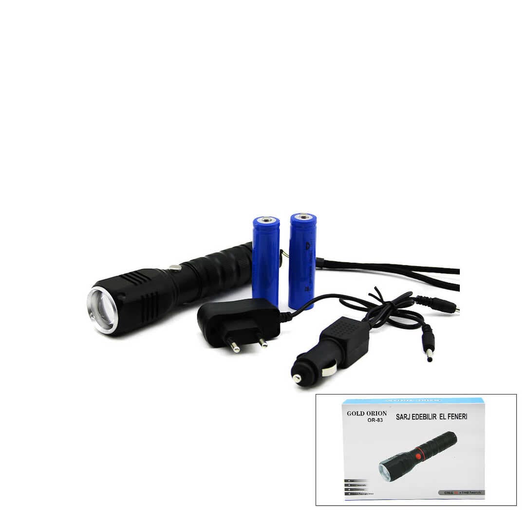2IN1 ZOOMLU EL FENERİ - COB LED FİŞ - ÇAKMAK ŞARJLI METAL KASA 17CM 3000 LUMEN (5430)
