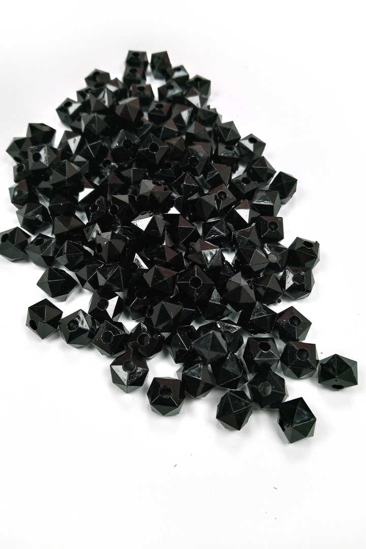 Küp Boncuk İçten Boncuklu Bileklik Çanta Boncuğu 10 mm 50 gr Siyah - BNC457