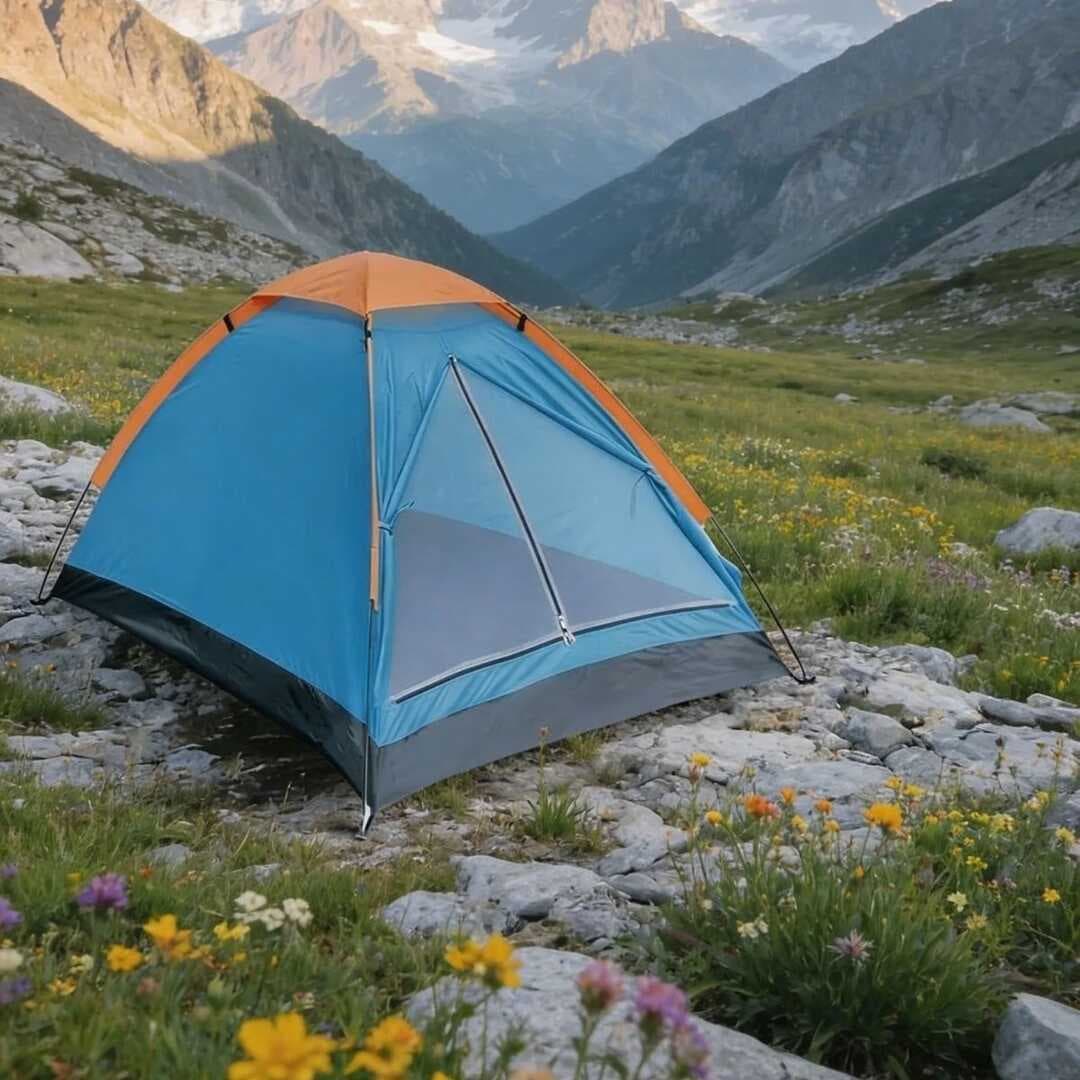4 Kişilik Kamp Çadırı Manuel Kurulum Düz Kapılı Outdoor Dayanıklı Kamp Doğa Çadırı 200 x 200 x 110 cm (5430)