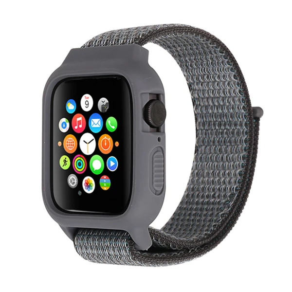 Ally Apple Watch 6-SE-5-4 44mm / 3-2-1 42mm Kayış Kordon Kılıf Silikon-(5775)