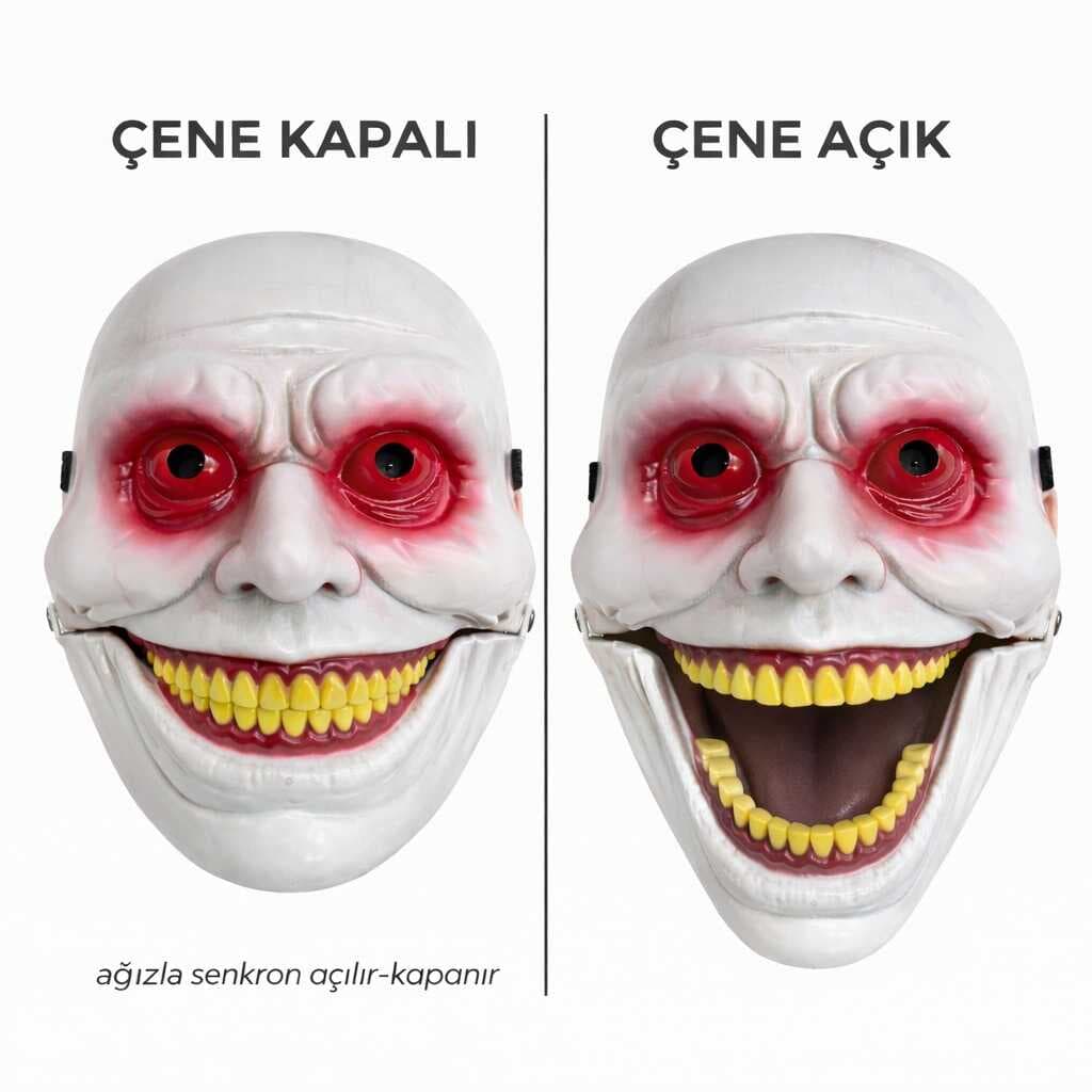 Hareketli Çene Mekanizmalı Korku Maskesi Kırmızı (5430)