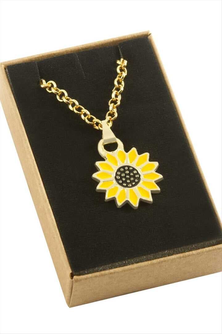 Ayçiçeği Mineli Kutulu Kolye