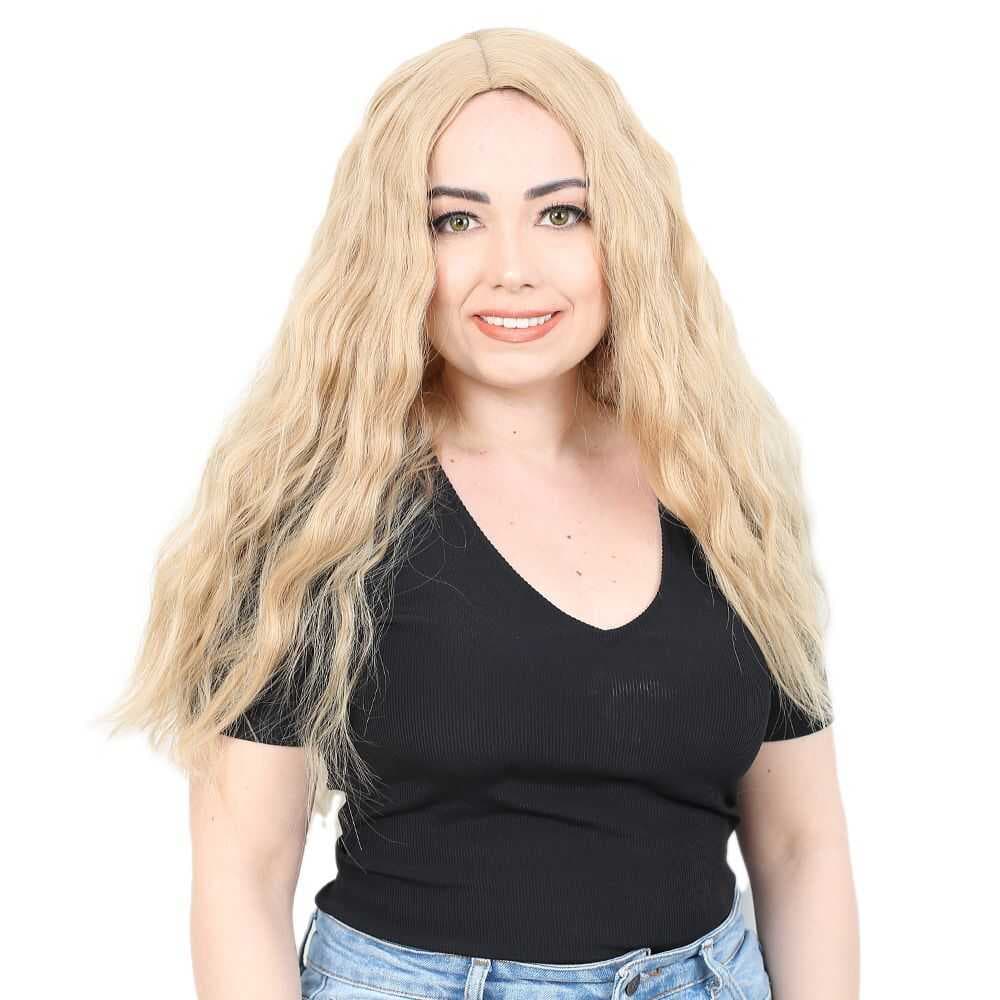 Kabarık Dalgalı Uzun Fiber Sentetik Peruk / Balköpüğü