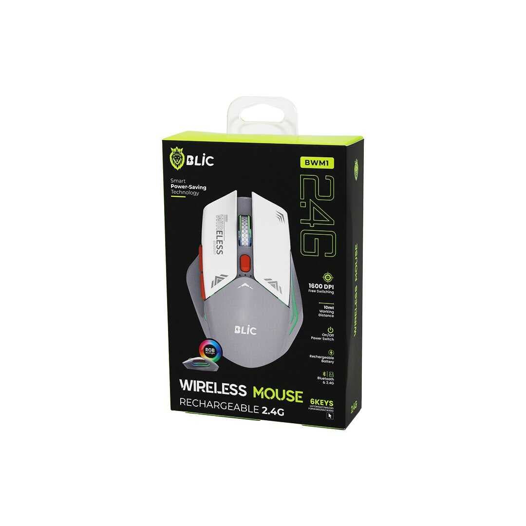 BEYAZ KABLOSUZ MOUSE 2.4G 10M DİSTANCE WİRELESS - KABLOSUZ 1600DPI OYUN FARE BWM-1 (5430)