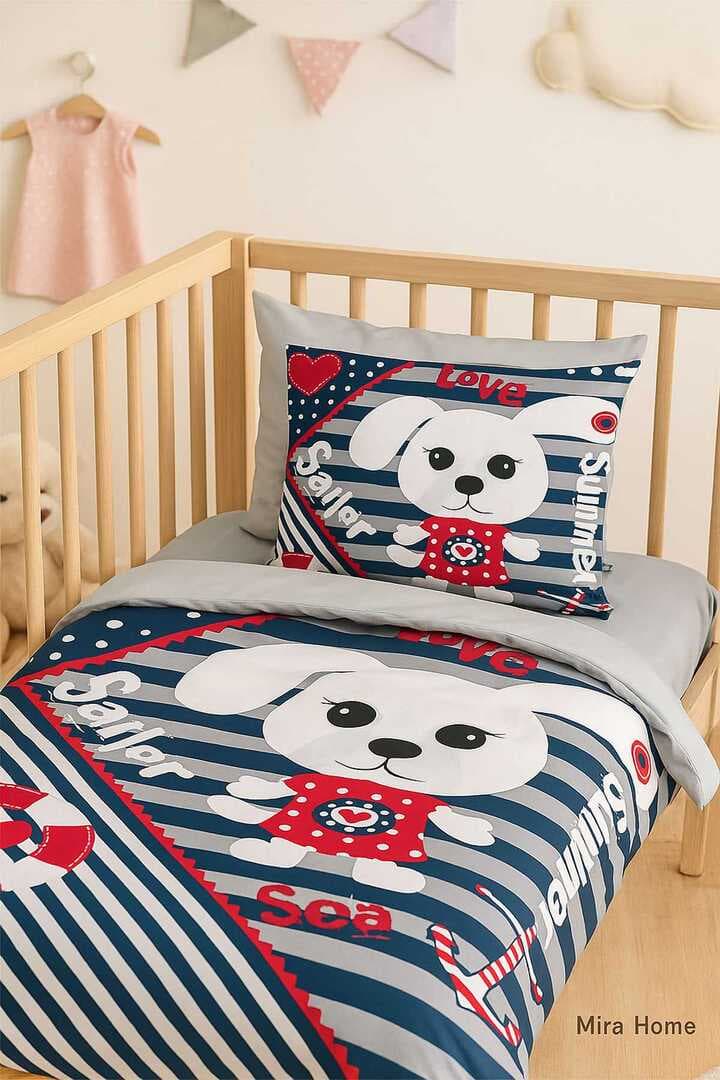 Yenidoğan Erkek Bebek Nevresim Takımı %100 Pamuklu Sailor