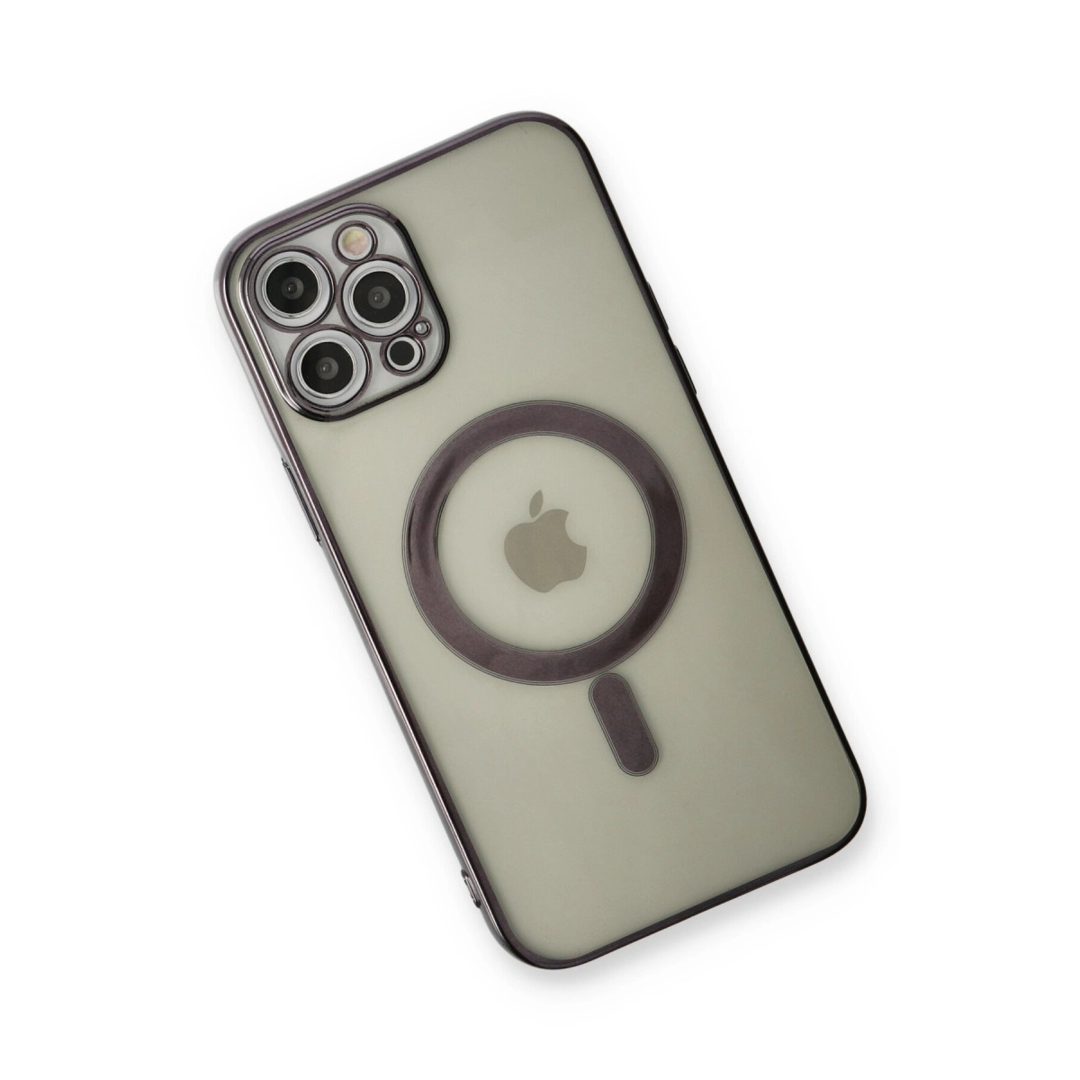 Apple İphone 12 Pro Kılıf Magneticsafe Lazer Silikon - Siyah