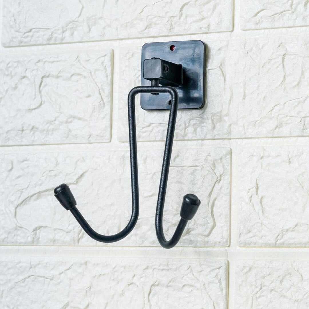 Kendiliğinden Yapışkanlı Siyah Paslanmaz Metal Bornoz ve Havlu Askılığı (5430)