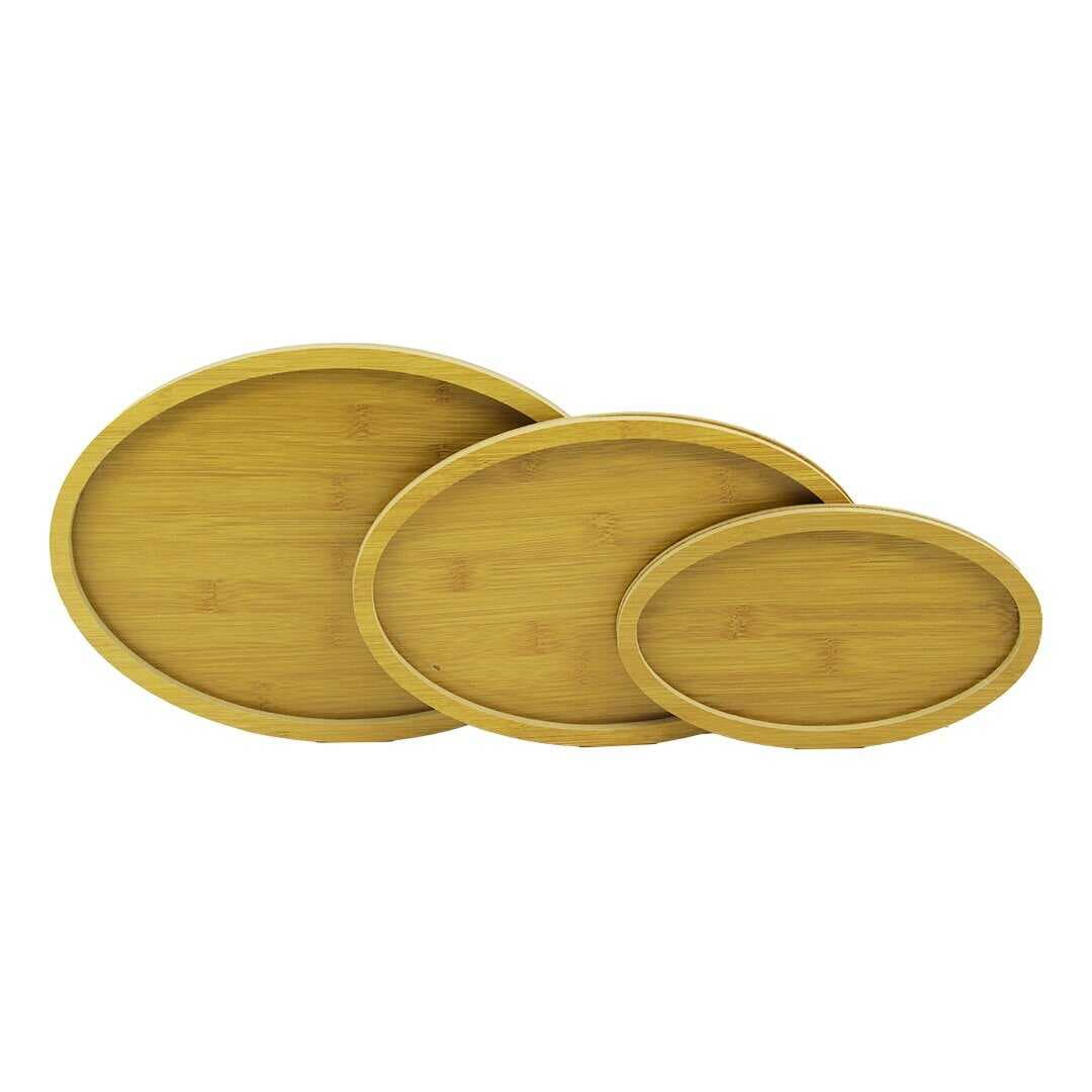 OVAL - 3LÜ SET   AHŞAP MDF  SUNUM TEPSİ SETİ  14X23.5CM - 19.5X29.5CM - 23.5X33.5CM (4767)