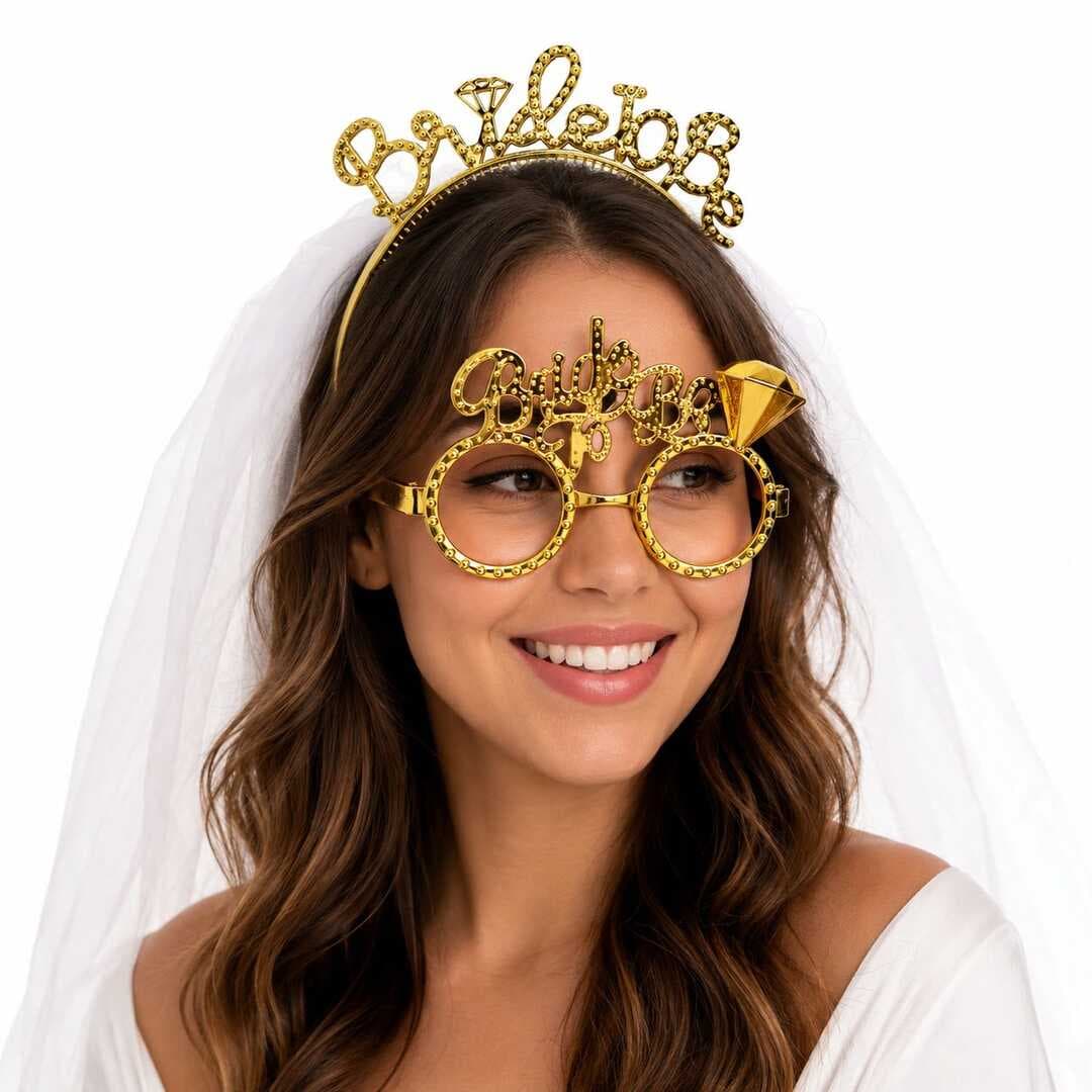 Bride To Be Gold Taç ve Parti Gözlüğü Seti (5430)