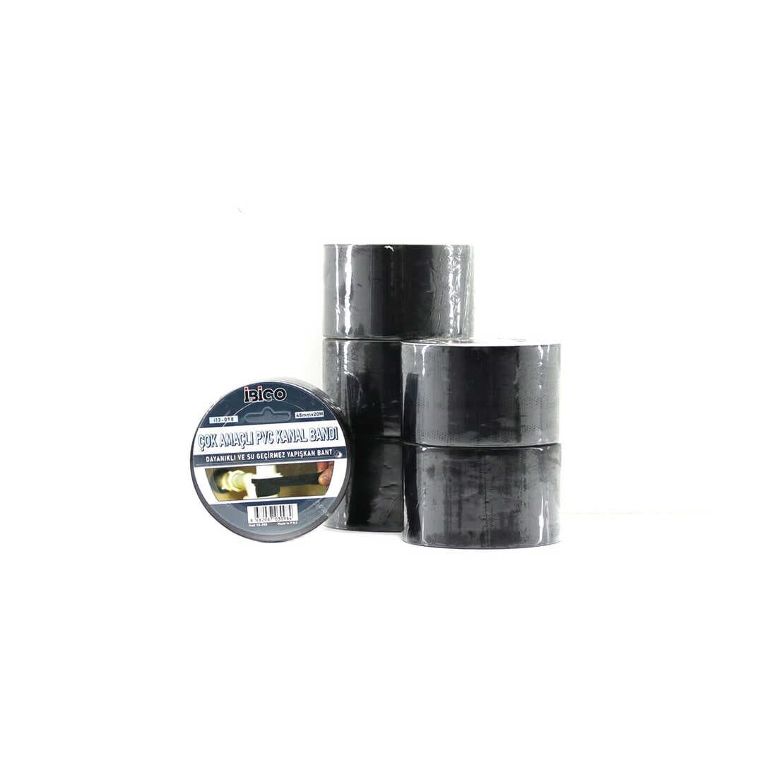 6 ADET 48MMX20MT SİYAH ÇOK AMAÇLI PVC KANAL BANDI BANT SU GEÇİRMEZ (5430)