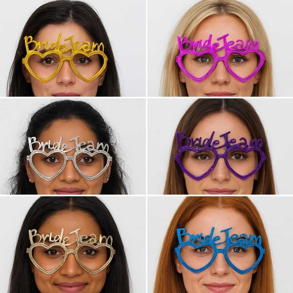 Nessiworld Kalpli Bride Team Gözlük Seti 6 Renk - Kına & Düğün Partileri İçin