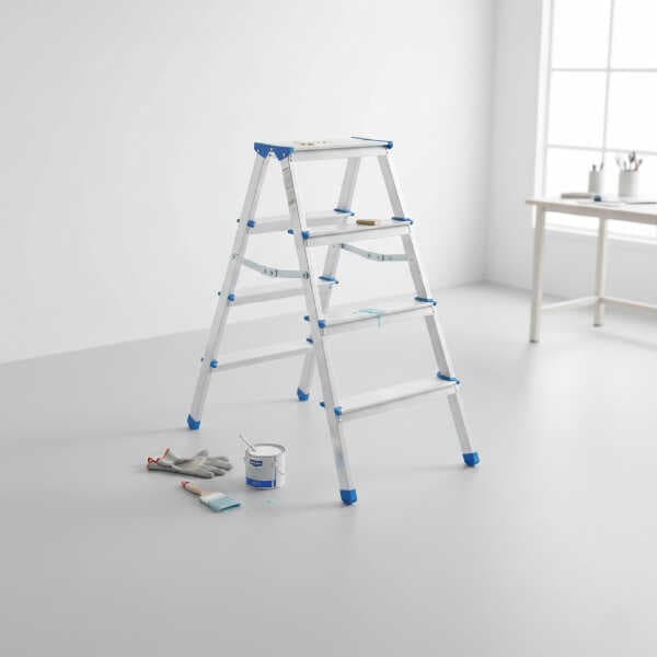 4+4 Çift Basamaklı Alüminyum Metal Merdiven