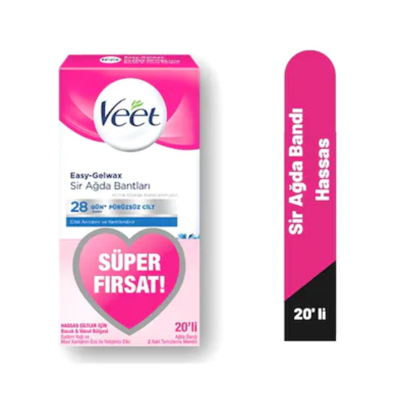 Veet Sir Ağda Bandı Bacak-Vücut Fırsat Paketi Hassas Cilt 20'li