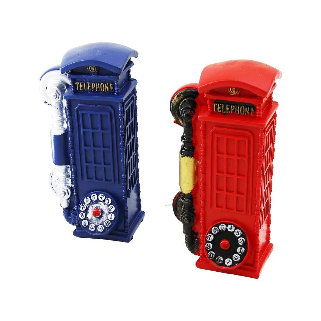 TELEFON KULÜBESİ VİNTAGE DEKORATİF BİBLO - KUMBARA RENKLİ 20X6X6CM REÇİNE (5430)