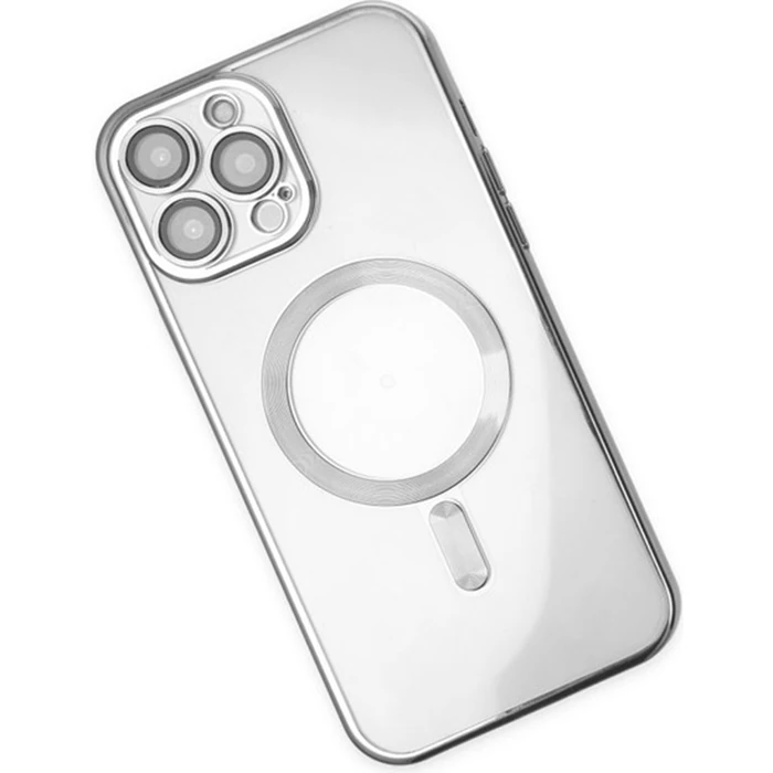 ALLY iPhone 14 Pro Max 6.7inç Renkli Kenar Lazer Çerçeveli Magsafe Uyumlu Silikon Kılıf-(5775)