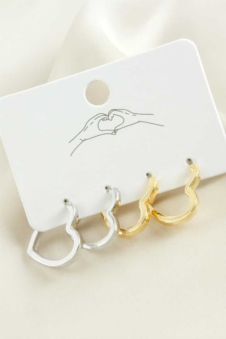 4 Adet Kalp Metal Küpe