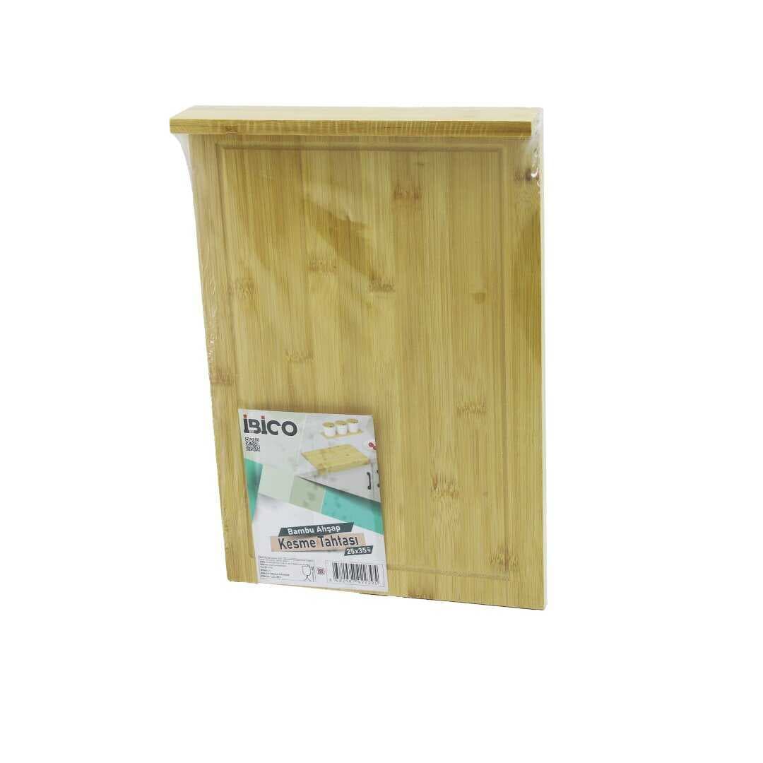 25X35CM  AHŞAP BAMBU KESİM PANOSU - KESME TAHTASI TEZGAH ÜSTÜ  KANALLI - KENAR DESTEKLİ (5430)