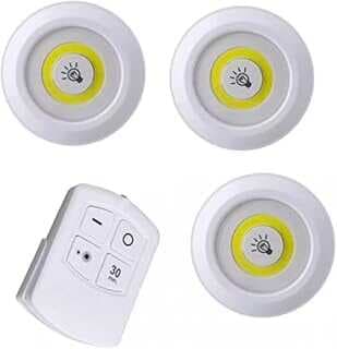 SQUADO 3'lü set, pille çalışır, uzakta kumadalı, ayarlaabilir parlaklık ayarı, otomatik kapama, kablosuz motaj, yapışka bat ile, LED ışık, pille çalışır