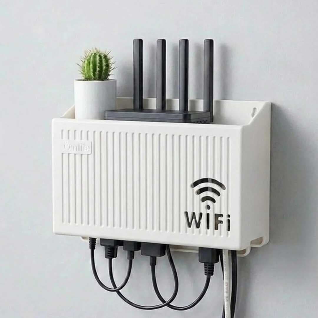 Duvar Tipi Wi-Fi Modem Saklama Kutusu(Beyaz) – Kablo Düzenleyici Router Raf Organizer (5430)