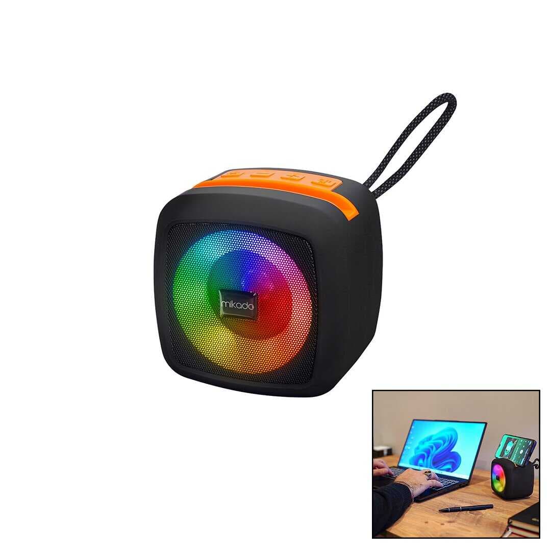 SİYAH KABLOSUZ HOPARLÖR - SPEAKER TAŞINABİLİR IŞIKLI USB ŞARJLI BT - TF CARD 10 MT MENZİL 1200mAH PİL - 5W (5430)