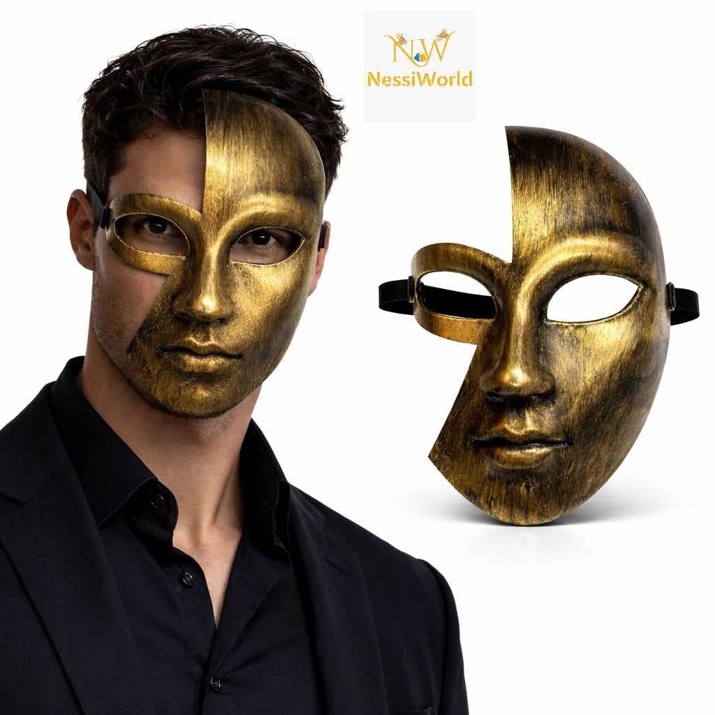 Antik Efektli Altın Yarım Yüz Parti Maskesi