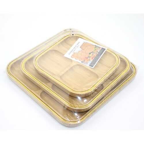 3'lü Ahşap Kahvaltı Çerez Ve Meyve Sunum Tabağı