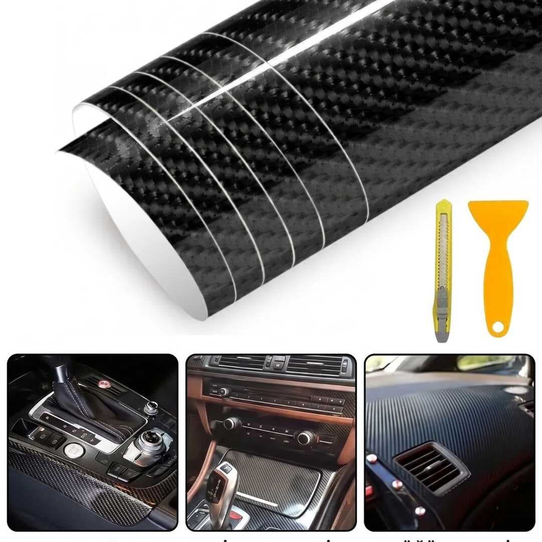 Yapışkanlı Karbon Fiber Folyo 30 Cm x 150 Cm – Araç,Konsol,Torpido,Ayna,Kapı ve Dış Yüzey Kaplama Filmi (5430)