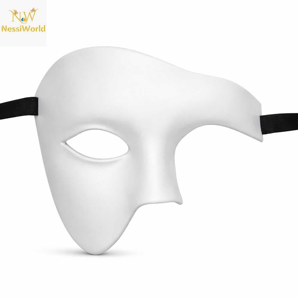 Beyaz Yarım Erkek Maske – Phantom Parti &amp; Balo Maskesi