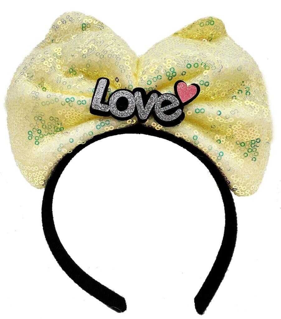 Nessiworld   Led Işıklı 3 Farklı Fonksiyonda Yanan Gümüş Love Yazılı Sarı Fiyonk Taç 20X17 cm