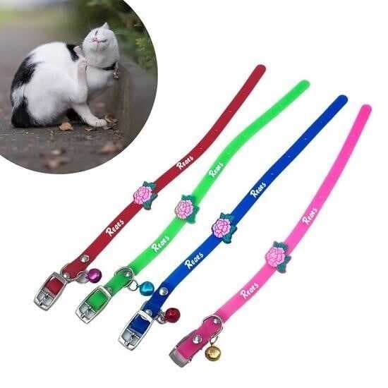 Çıngıraklı Zilli Sevimli Renkli Slikon Kedi Köpek Boyun Tasması (5430)