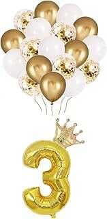 3 Rakam Gold Folyo Balo, Kral Tacı Ve Kofetili Gold Balo