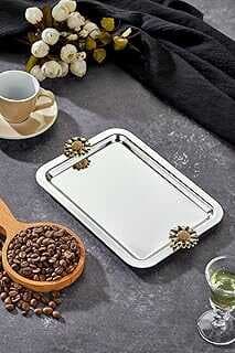 Mayaglory Elegate oir Serisi, Duo Fiore ero Kulp Deseli Krom Suum Söz işa Tepsisi, 22x16cm, Tek Adet, ELEGATGOLD2-047