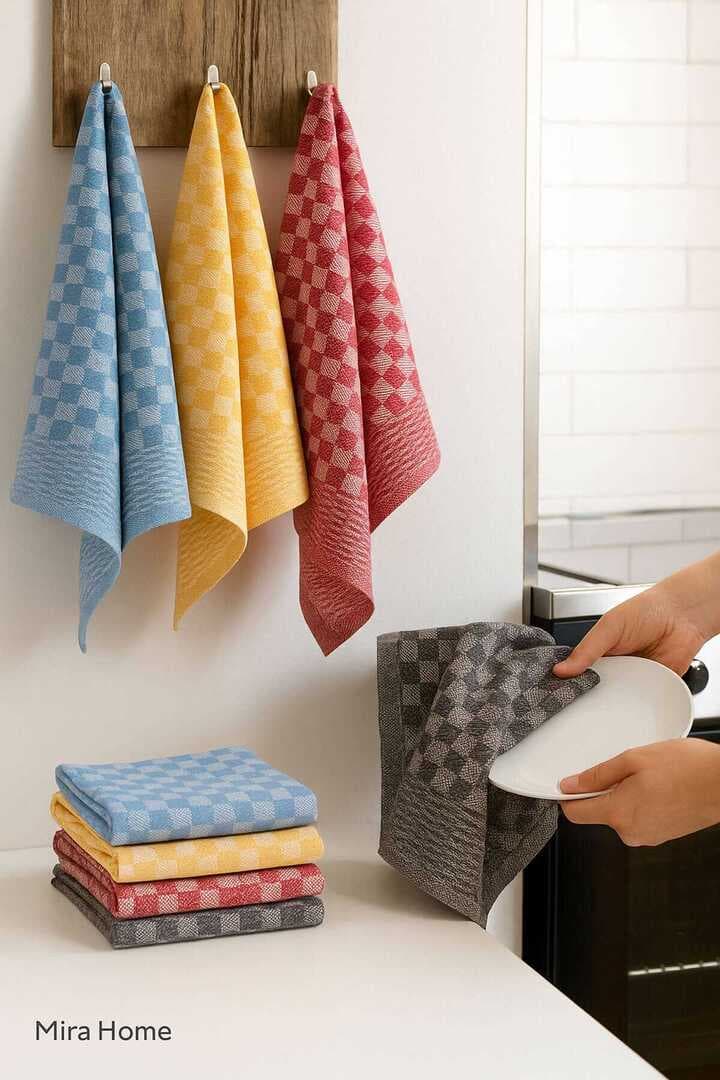 6lı Mutfak Kurulama Bezi 45x65 cm Pötikare Desen