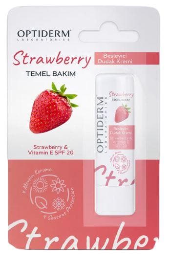 Optiderm STRAWBERRY Lip Stick Çilek & E Vitamini SPF20+