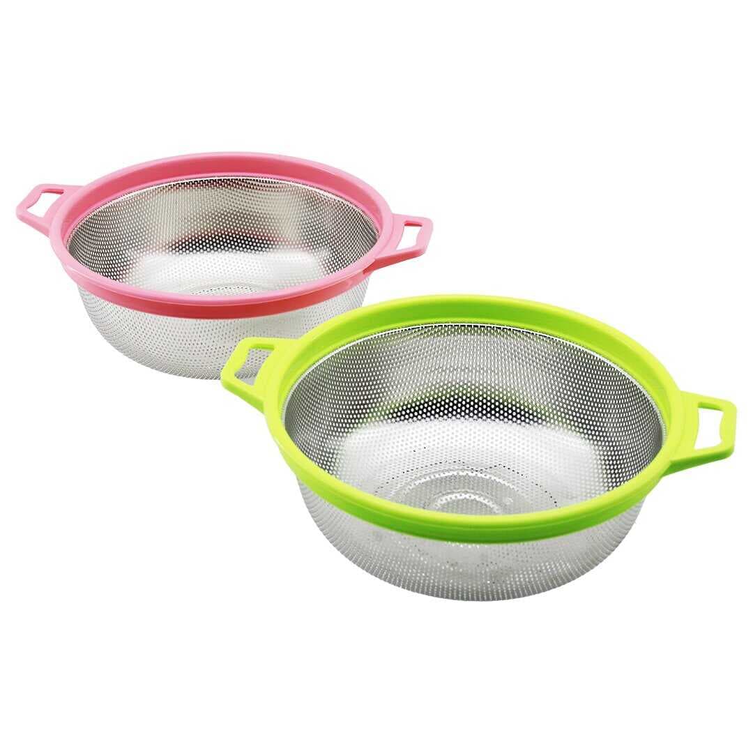 27CM RENKLİ PLASTİK ÇERÇEVE - KULPLU ÇELİK SEPET METAL SÜZGEÇ (5430)