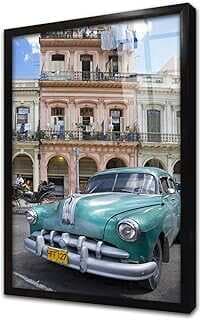 Kübada Yeşil Klasik Araba Çerçeveli Cam Tablo 20x30 cm CA01266