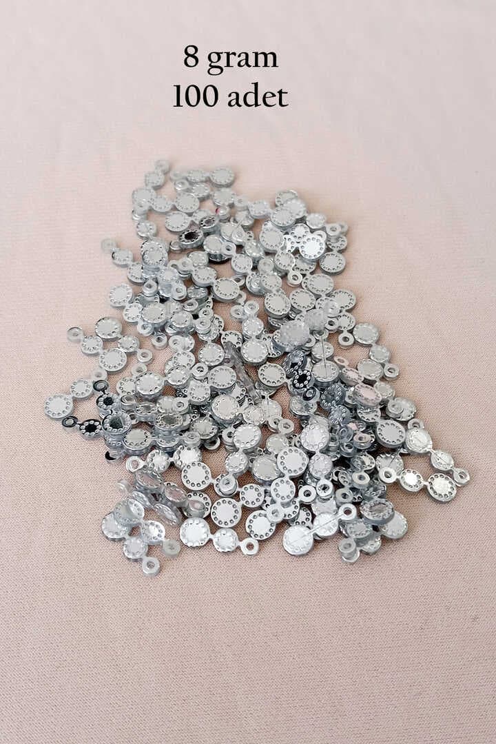 Oya Abiye Bileklik Kolye Pleksi Metalik Plastik Pul Gümüş Renk 8 gram 100 adet - BNC500