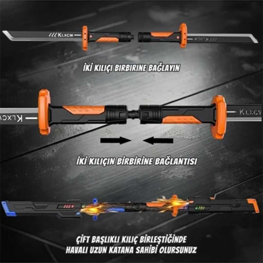 456-38M 44 CM KIVILCIM ÇIKARAN FARKLI RENKLERDE LED IŞIN KILICI 2 KILIÇ BİRLEŞTR