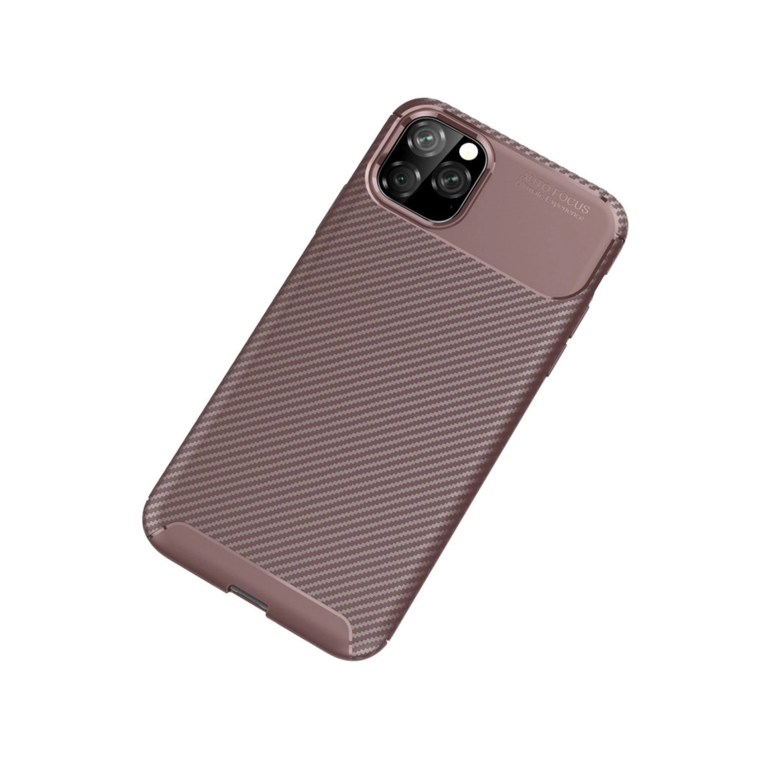 Apple İphone 11 Pro Kılıf Auto Focus Karbon Kapak - Kahverengi
