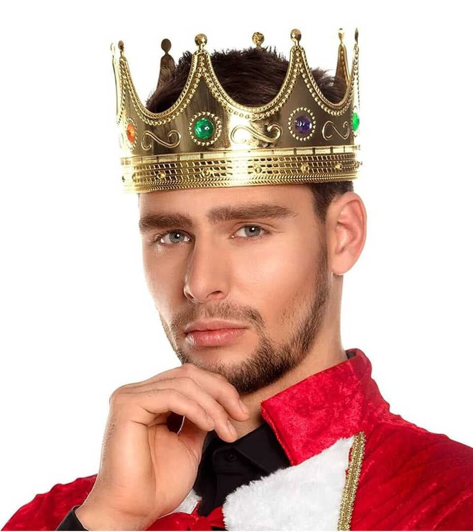 Altın Renk Yetişkin Çocuk Uyumlu Kral Tacı 60 cm (5430)