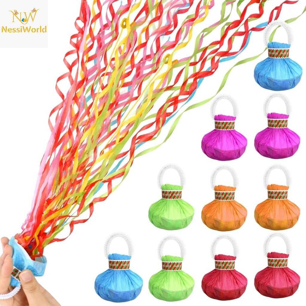 30 Şeritli Renkli Elle Atılan Konfeti – 5 Metre Uzayan Şerit Konfeti 1 Adet