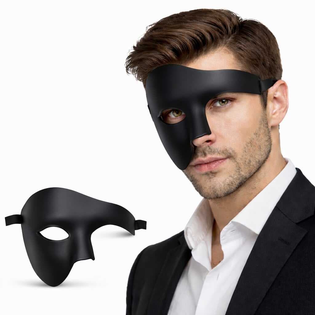 Siyah Yarım Erkek Maske – Phantom Parti &amp;amp;amp; Balo Maskesi (5430)