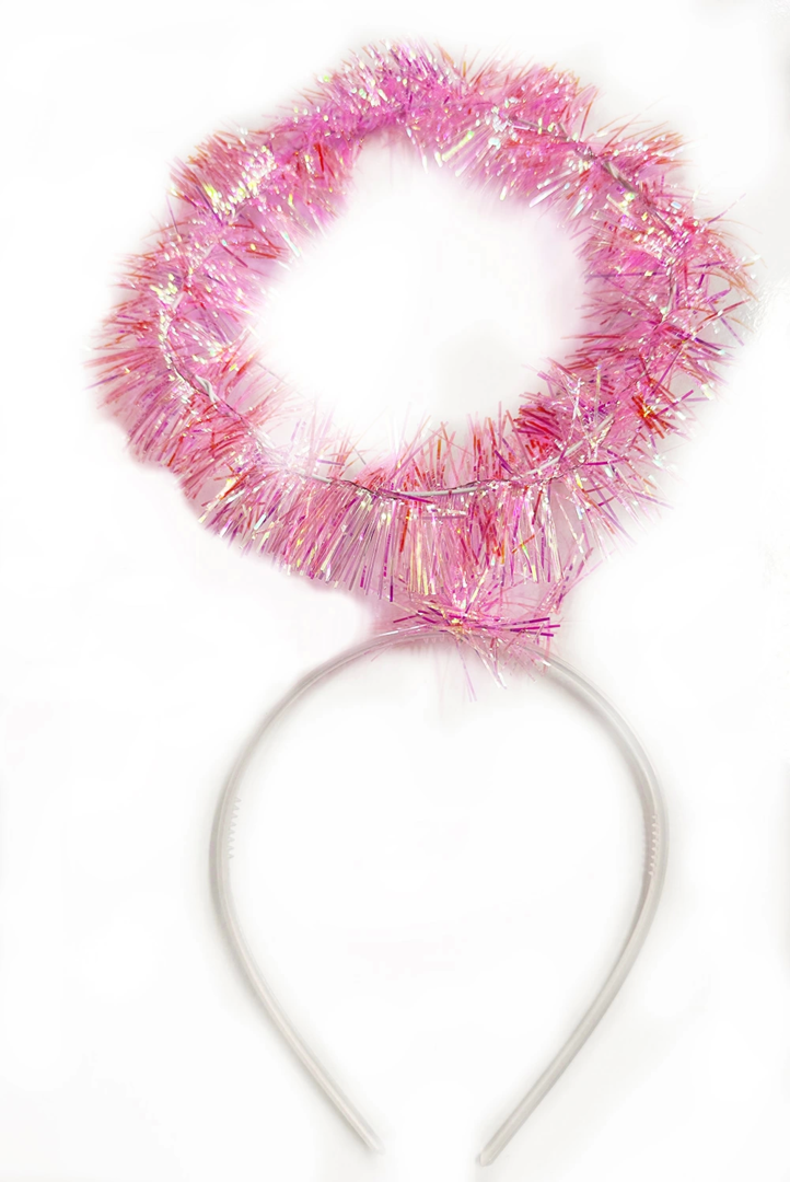 Pembe Metalize Melek Hare Taç Çocuk Yetişkin Uyumlu