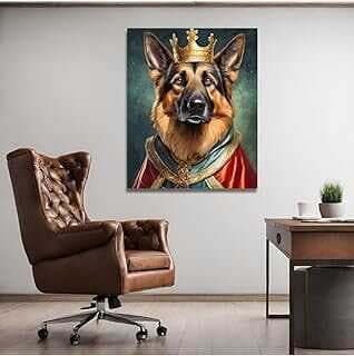 GAAGART Tekli Dikey Kavas Duvar Tablosu Kral Kostümlü Alma Kurt Köpeği 30 x 40 gartM7213