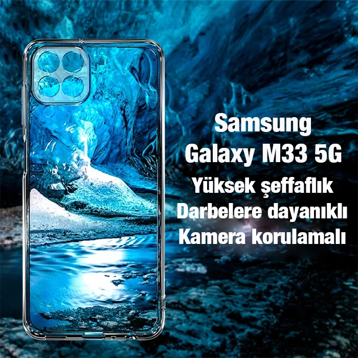 Ally SM Galaxy M33 5G (SM-M336B) Kılıf Kamera Korumalı Ultra İnce Şeffaf Kılıf-(5775)
