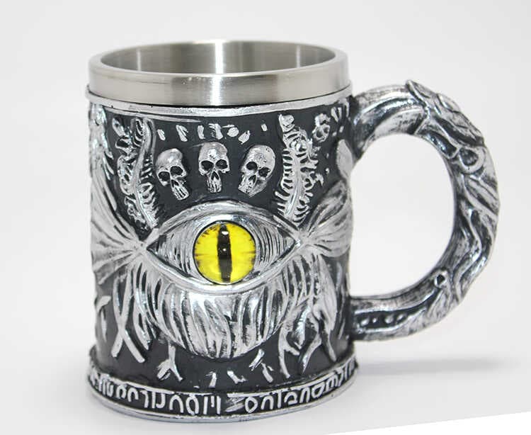 Mistik Ejderha Gözü 3D Kabartmalı Paslanmaz Çelik Kupa Bardak
