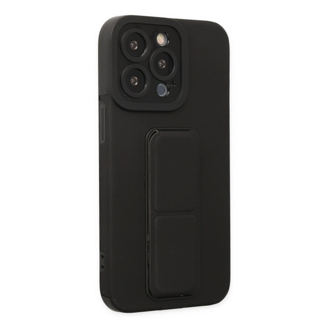 Apple İphone 13 Pro Max Kılıf Mega Standlı Silikon - Siyah