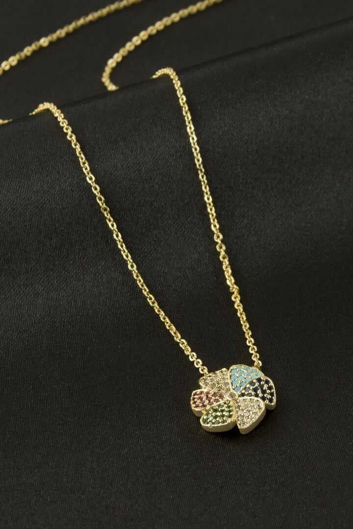 Papatya Zirkon Taşlı Kolye